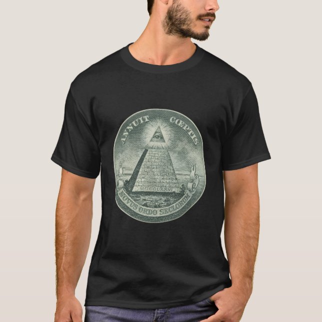 T-shirt Illuminati All Seeing Eye Drôle Monétaire Graphiqu (Devant)