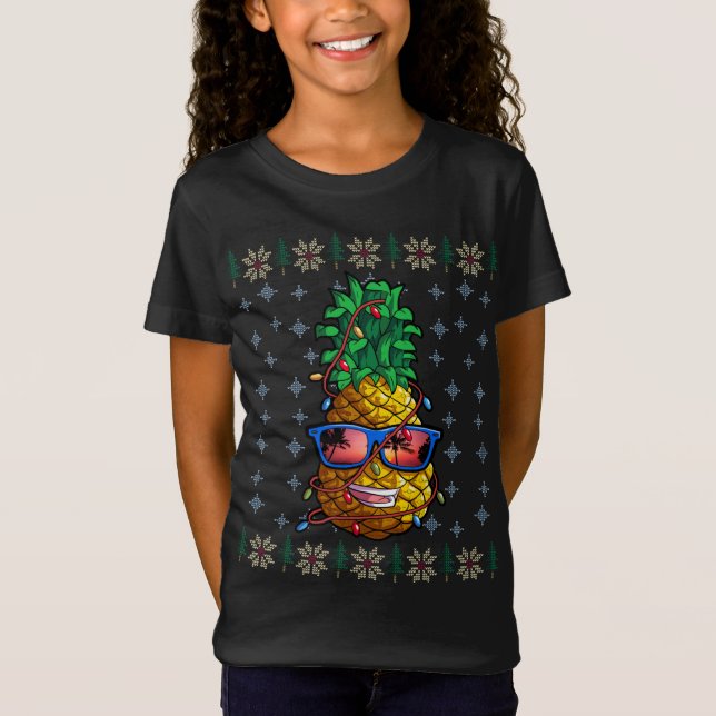T-Shirt Illuminations de Noël à l'ananas Hawaii Lover (Devant)