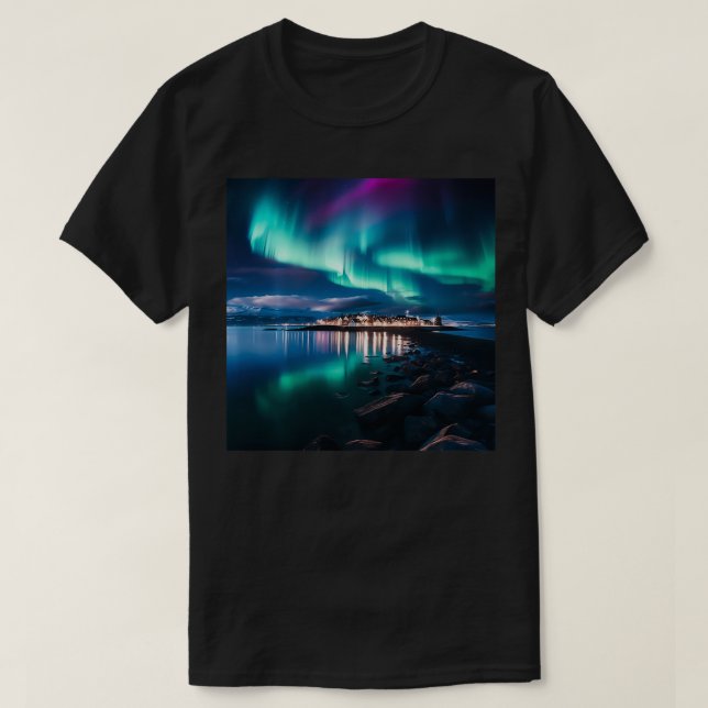 T-shirt Illuminations du nord de l'Islande Aurora Borealis (Design devant)