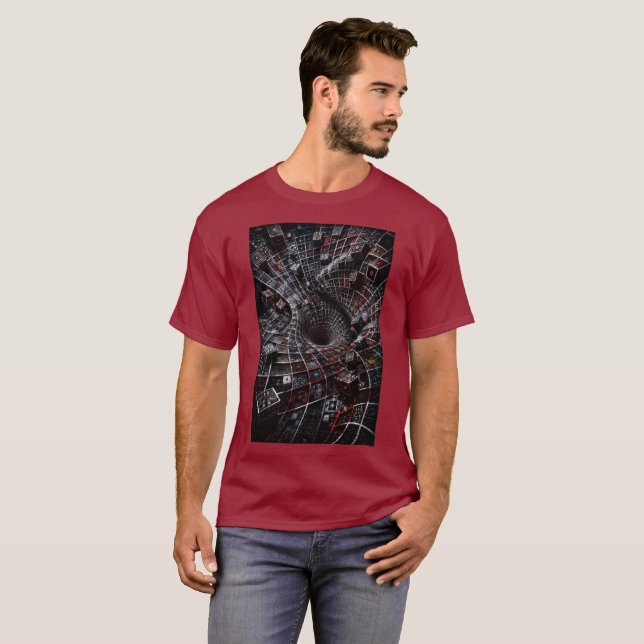 T-Shirt Illusion 3D Grille Quantique (Devant entier)