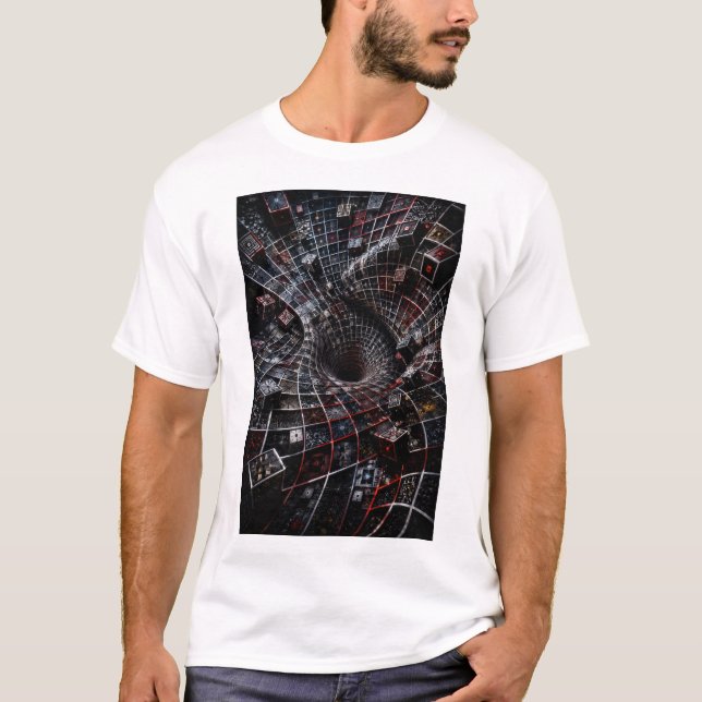 T-shirt Illusion 3D Grille Quantique  (Devant)