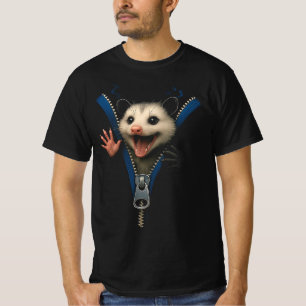 T-shirt Illusion de la fermeture éclair de l'opossum   Jou