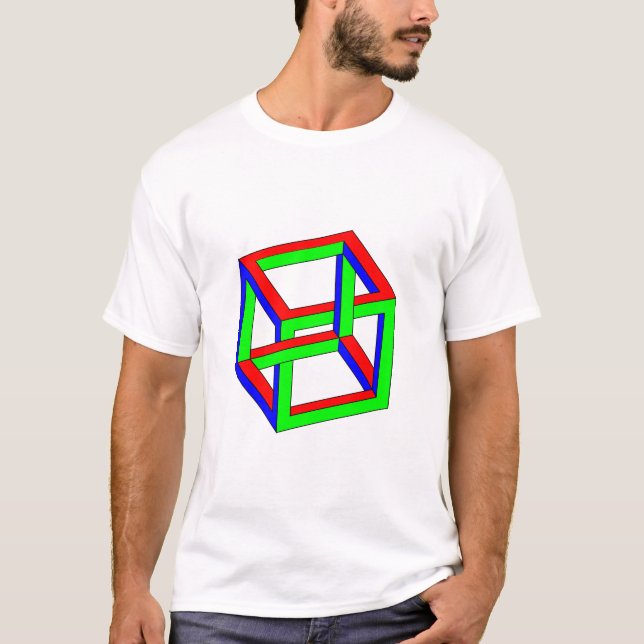 T-shirt Illusion optique - cube impossible en RVB (Devant)