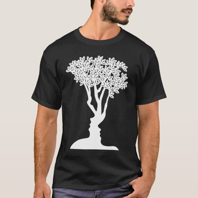 T-shirt Illusion optique Funny Arbre de nouveauté ou visag (Devant)