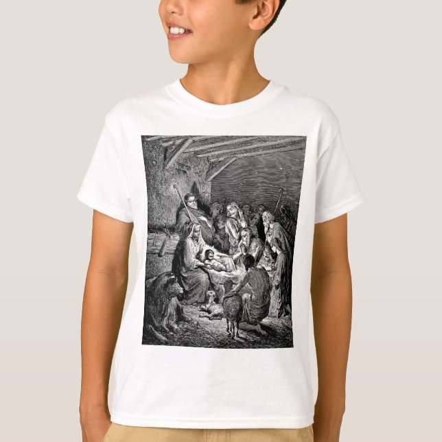 T-shirt Illustrated Christmas Nativity Scene (Devant)