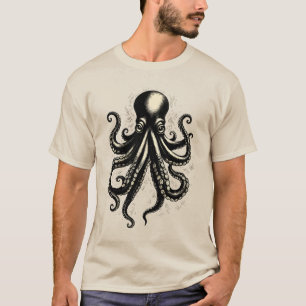 T-shirt Illustration à l'encre de tentacules curieux de pi