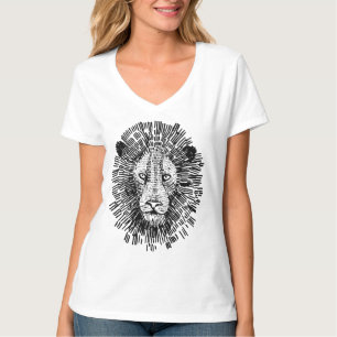 T-shirt Illustration abstraite de tête de lion audacieuse
