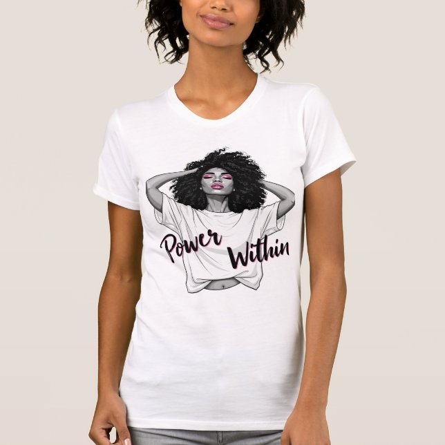 T-shirt Illustration Afro Cheveux Naturels Puissance Intér (Devant)