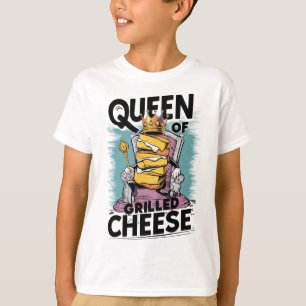 T-shirt Illustration amusante de la reine des fromages gri