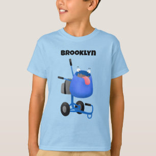 T-shirt Illustration amusante du mélangeur de ciment bleu