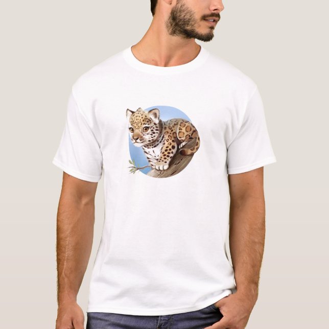 T-shirt Illustration animale mignonne de Jaguar CUB de (Devant)
