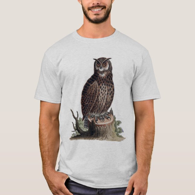 T-shirt Illustration antique d'un hibou (Devant)
