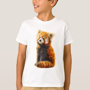 T-shirt Illustration aquarelle de panda roux duveteux pour