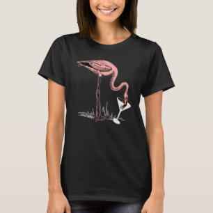 T-shirt Illustration artistique de flamant rose buvant un