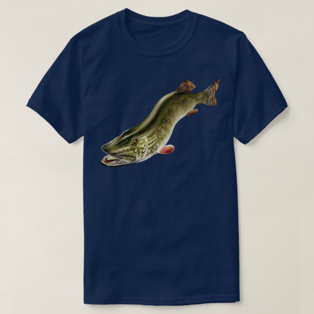 T-shirt Illustration artistique de la pêche au brochet du  (Design devant)