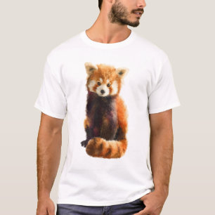 T-shirt Illustration artistique de panda roux pour hommes