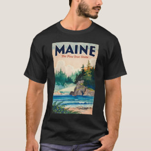 T-shirt Illustration artistique de phare du Maine pour voy