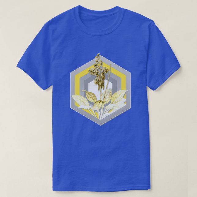 T-shirt Illustration botanique diurne en gris et jaune (Design devant)