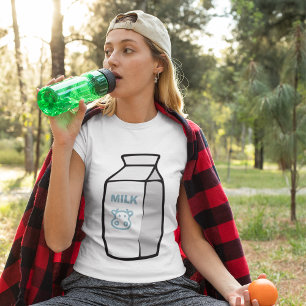 T-shirt Illustration Carton de lait de vache laitière cuit
