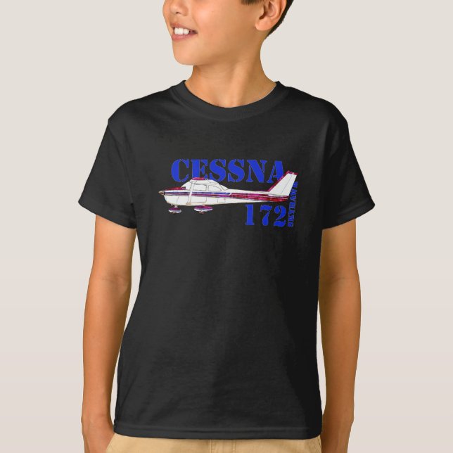 T-shirt Illustration Cessna 172 Skyhawk Texte Gras Design (Devant)