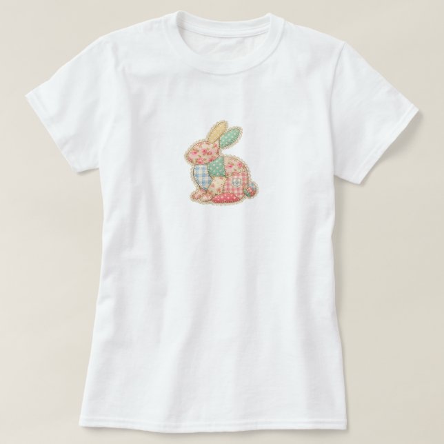 T-shirt Illustration charmante de lapin patchwork (Design devant)