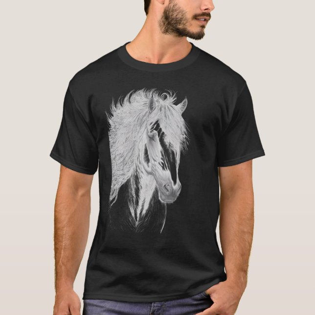 T-shirt Illustration Cheval Cadeau pour Cheval d'équitatio (Devant)