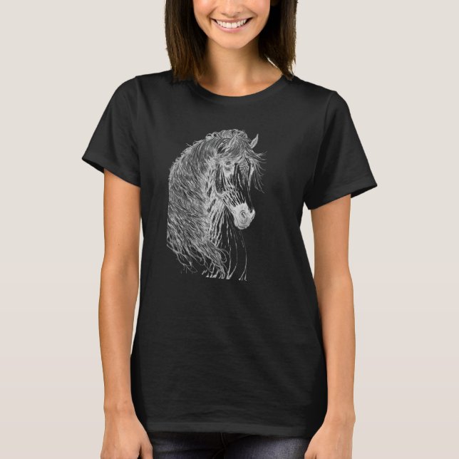 T-shirt Illustration Cheval Cadeau pour Cheval d'équitatio (Devant)