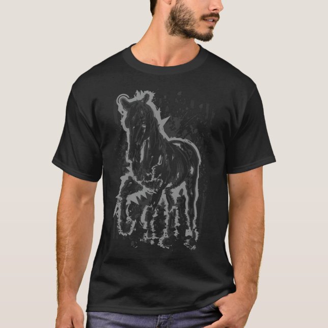 T-shirt Illustration Cheval Monter à cheval sur un rodéo a (Devant)