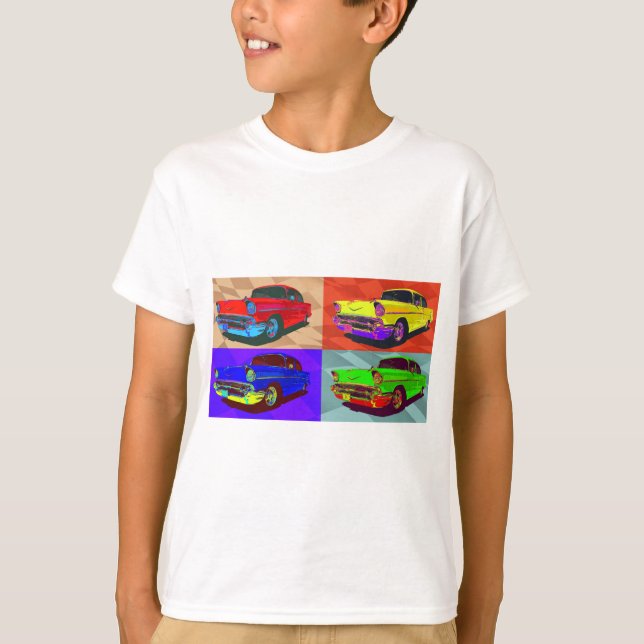 T-shirt Illustration Chevy Belair de Pop Art (Devant)