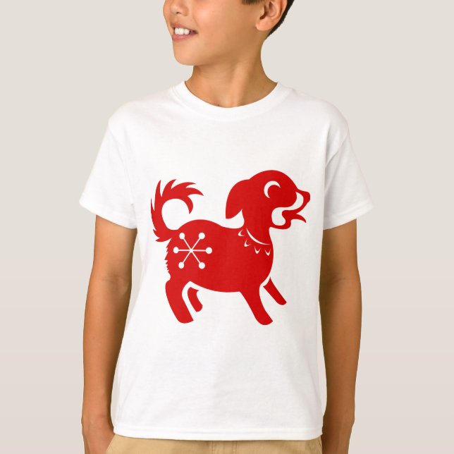 T-SHIRT ILLUSTRATION CHINOISE DU CHIEN PAPERCUT DE (Devant)