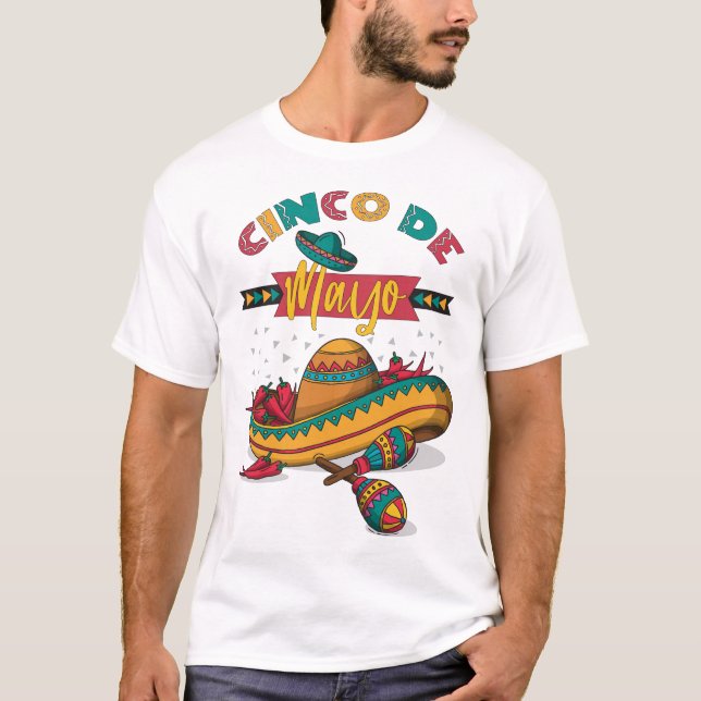 T-shirt Illustration Cinco De Mayo, 1/2 (Devant)