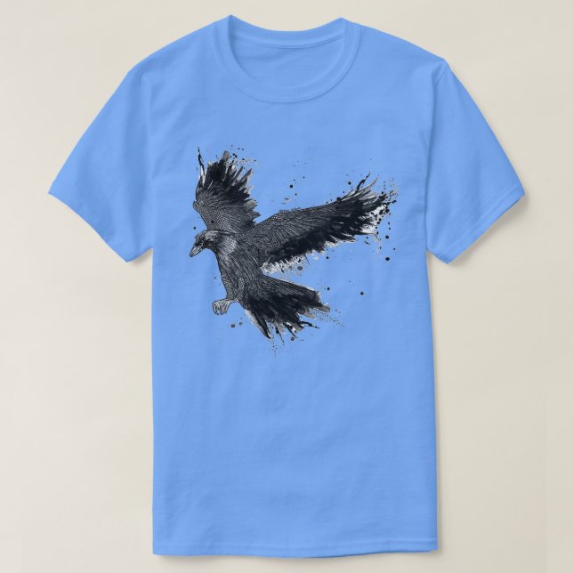 T-shirt Illustration classique détaillée de corbeau foncé  (Design devant)