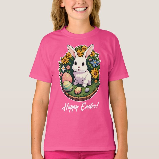 T-shirt Illustration classique du lapin de Pâques. Joyeuse (Devant)