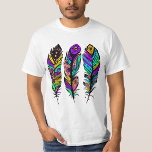 T-shirt Illustration colorée de plumes tribales Abstraites