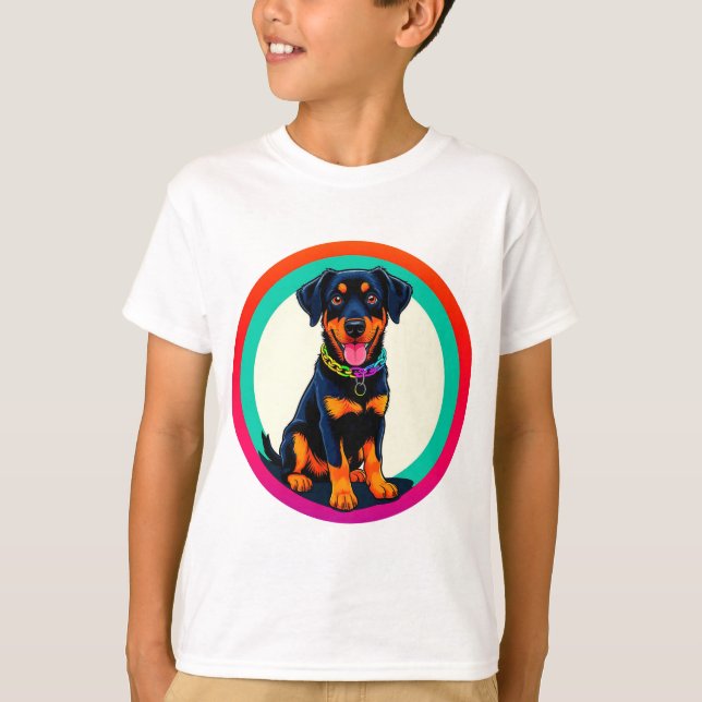 T-shirt Illustration colorée de Rottweiler (Devant)