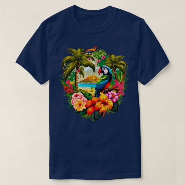 T-shirt Illustration colorée du Paradis tropical (Design devant)