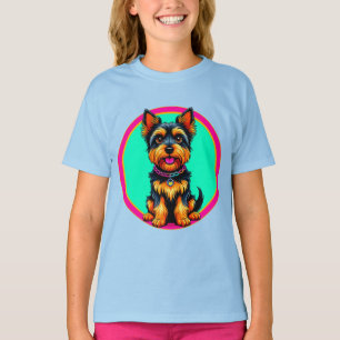 T-shirt Illustration Colorée d'un Chien Heureux Assis