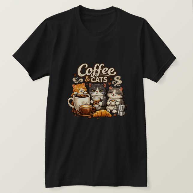 T-shirt Illustration Cosy Café et Chats (Design devant)