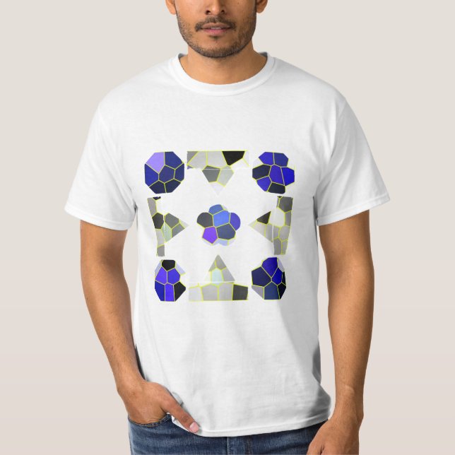 T-shirt Illustration couleur Formes élégantes, Gris et Ble (Devant)