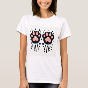 T-shirt Illustration créative d'empreintes de patte de cha