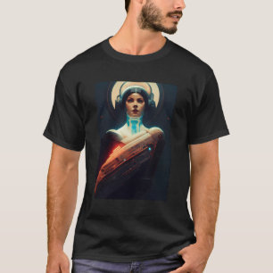 T-shirt Illustration Cyborg Woman Retro Dark Vintage Sci-F