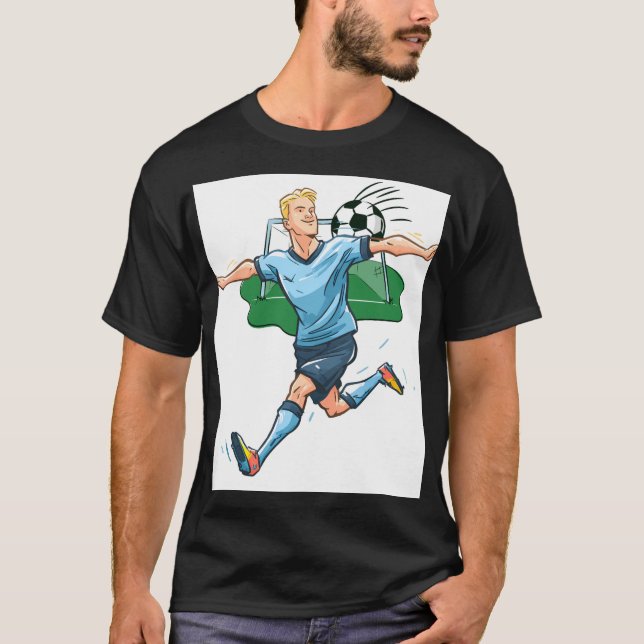 T-shirt Illustration d'action d'attaquant de football pour (Devant)