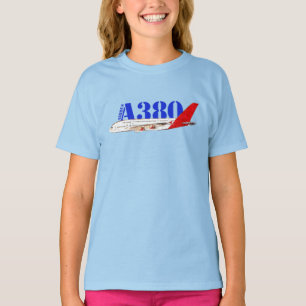 T-shirt Illustration d'Airbus A380 avec design de queue ro