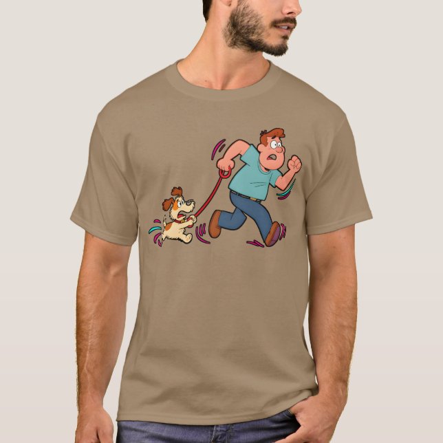 T-shirt Illustration d'amis de scène de poursuite animée (Devant)