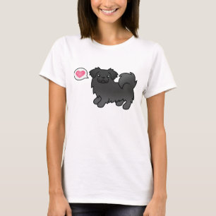 T-shirt Illustration d'amour de chien Spaniel Tibétain noi
