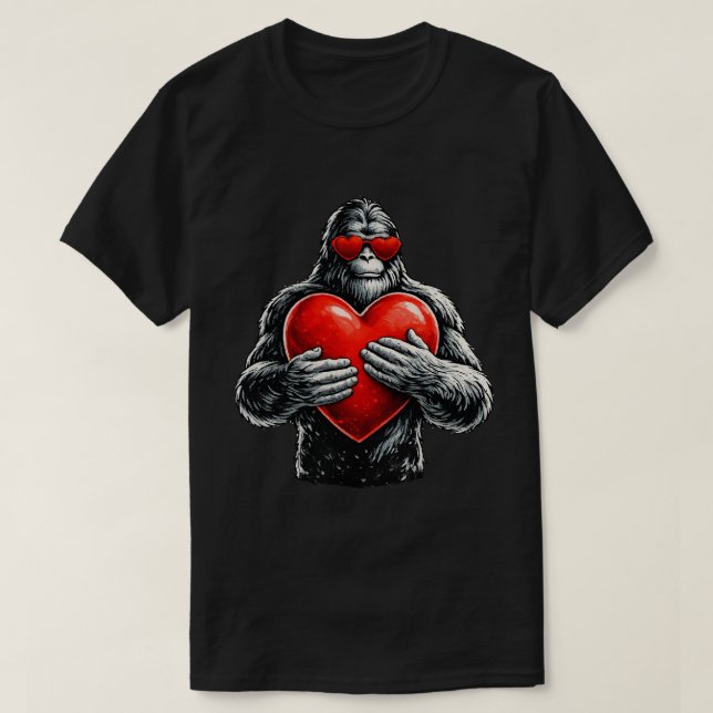 T-shirt Illustration d'amour de gorille cœur (Design devant)