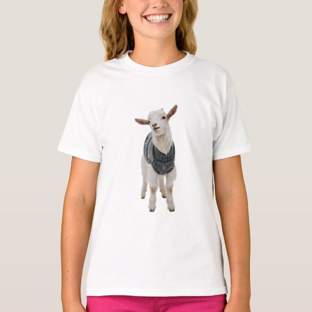 T-shirt Illustration d'animal bébé chèvre Sweater mignon E (Devant)