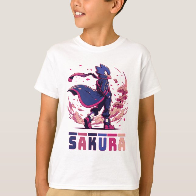 T-shirt Illustration d'anime de l'oiseau guerrier Sakura E (Devant)