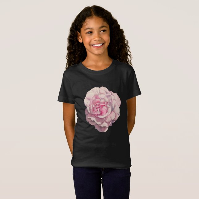 T-Shirt Illustration d'aquarelle de rose de rose (Devant entier)