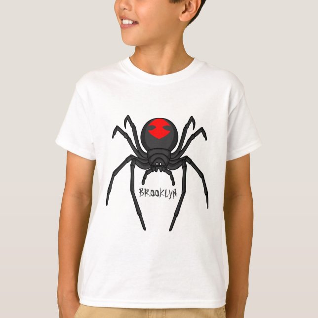 T-shirt Illustration d'araignée noire effrayante (Devant)